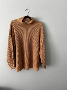 American Eagle Oversized Camel Knit Mockneck Sweater